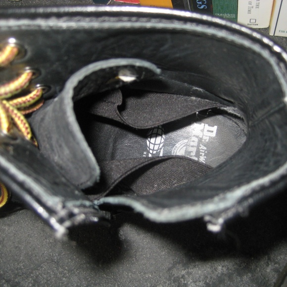 black suede Dr. Martens w/ side zip and Dr. Martens yellow/burgundy laces - Picture 4 of 4